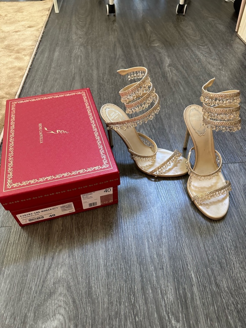 Rene Caovilla Chandelier Heels in Honey Strass  (Nude)